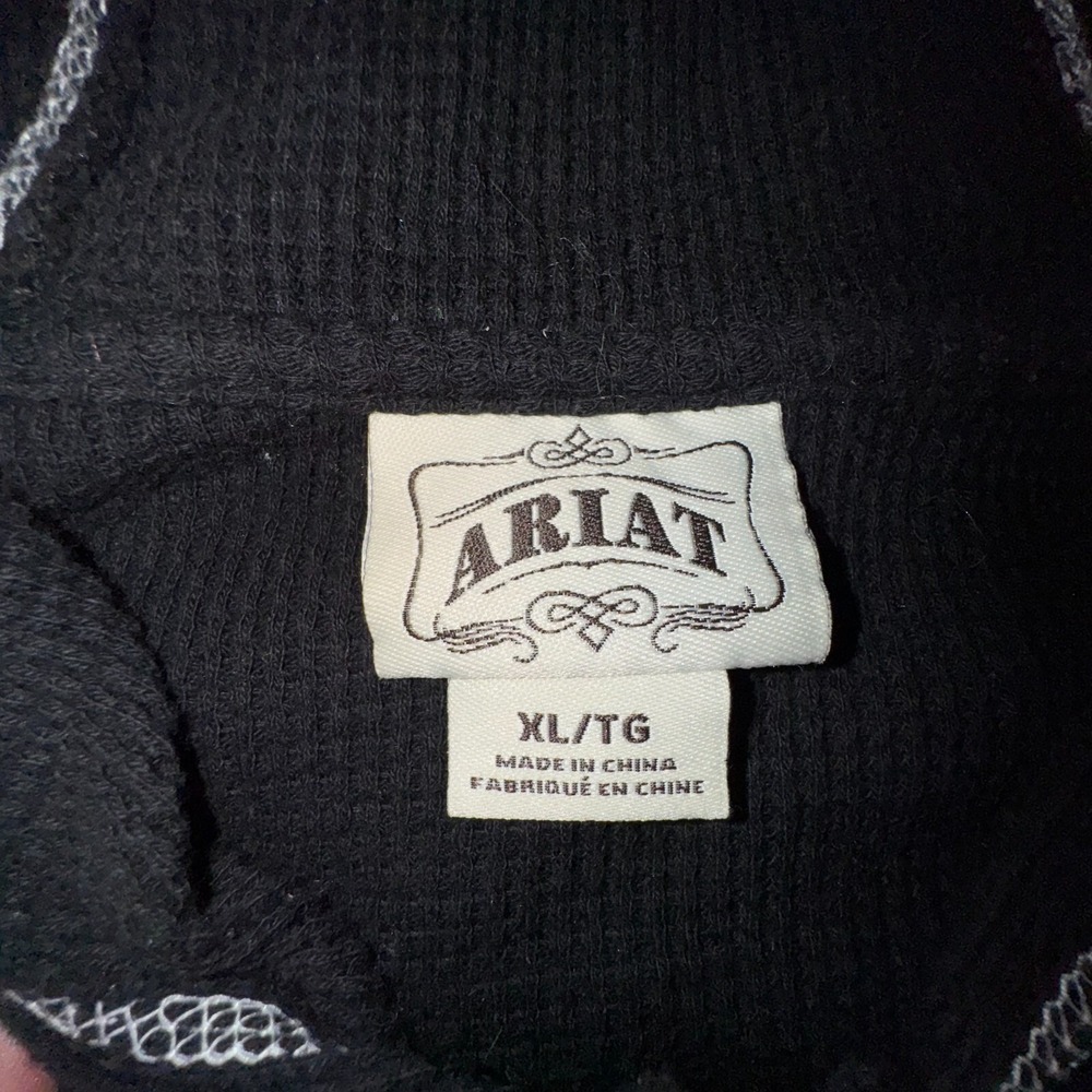 Ariat Jacket Womens XL Black Waffle Knit Thermal Studded Full Zip Top Y2K Grunge - Picture 3 of 11
